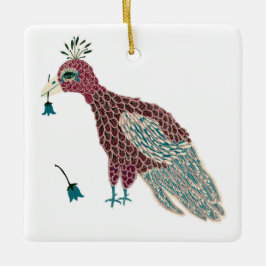 バードレッド（青い花） セラミックオーナメント