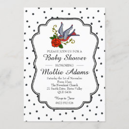 バードロカビリーベビーシャワー招待状招待状 招待状