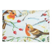 バードロビンカップル冬のホリークリスマス 枕カバー (裏面)