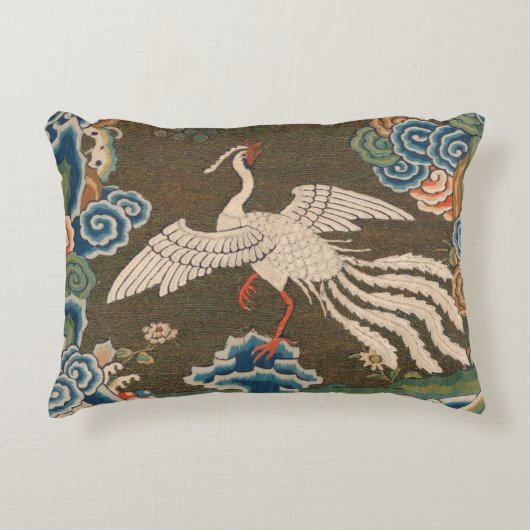 バード中国のアンティークデコール アクセントクッション (正面)