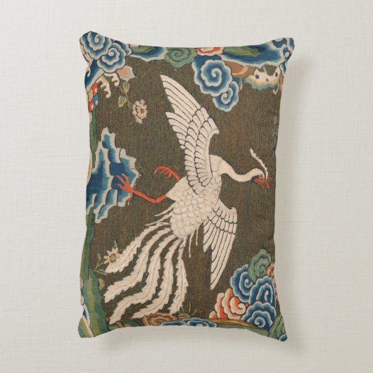 バード中国のアンティークデコール アクセントクッション (裏面(縦))