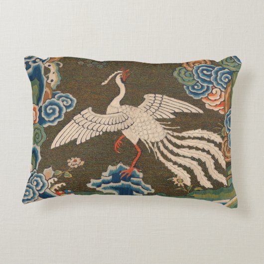 バード中国のアンティークデコール アクセントクッション (裏面)