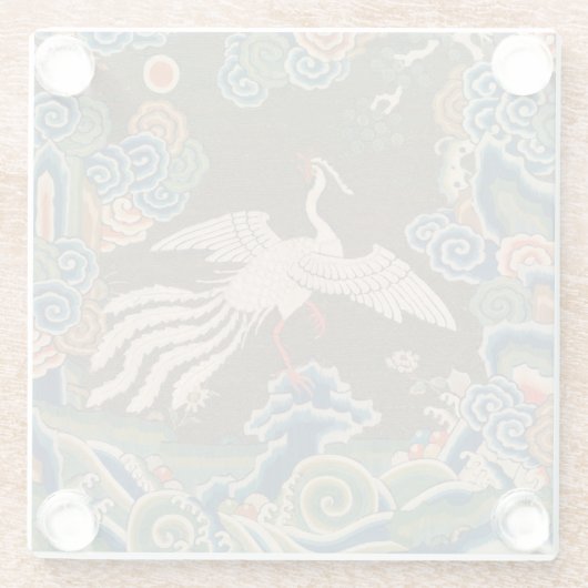 バード中国のアンティークデコール ガラスコースター (裏面)