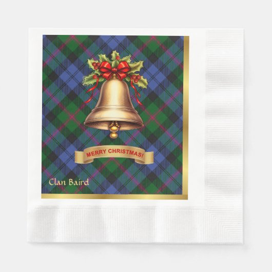 バード家伝統のタータンチェックのクリスマス 縁ありランチョンナプキン (正面)
