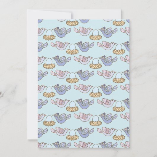 バード春ベビーシャワー共男女兼用同 招待状 (裏面)