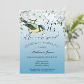 バード自然退職招待状ブルーフローラ 招待状 (スタンド正面)