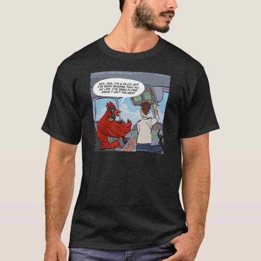 バード船長がジャンボジェットを操縦 面白い Tシャツ (正面)