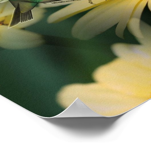 バード・オン・イエローデイジーファンタジー・アート・ポスター ポスター (角)