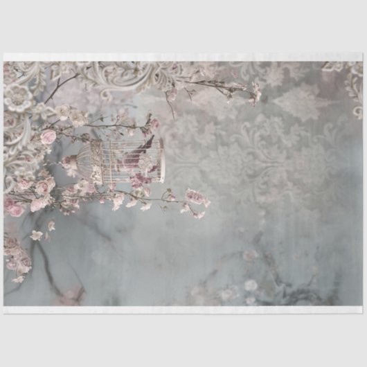 バード&バードケージシャビーシックフローラファンタジー 薄葉紙 (正面)