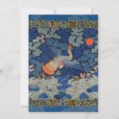 バード ブルー 中国刺繍 アンティーク 招待状 (裏面)