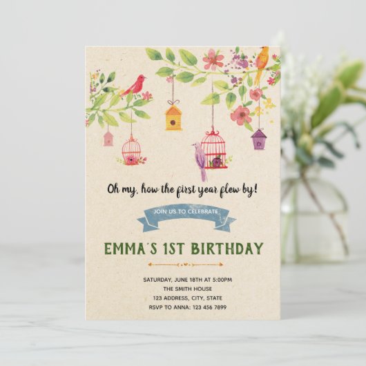 バード·ベイビー·シャワー誕生日パーティーの招待 招待状 (スタンド正面)