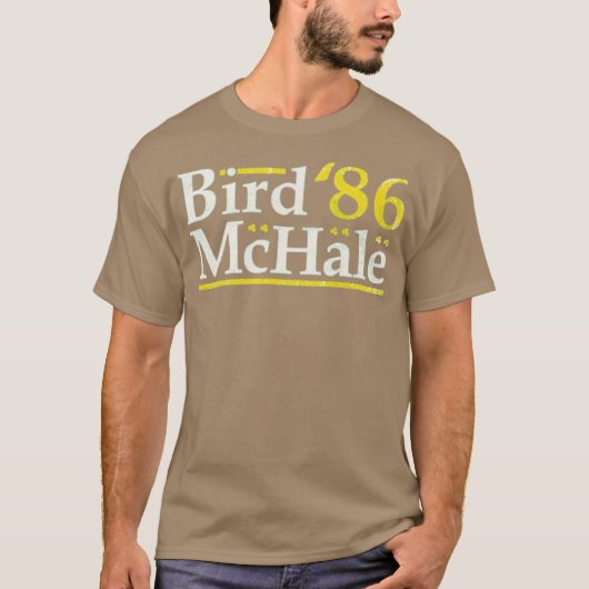 バード・マクヘイル '86 Tシャツ - ボストンバスケットボールお笑いデザイン (正面)