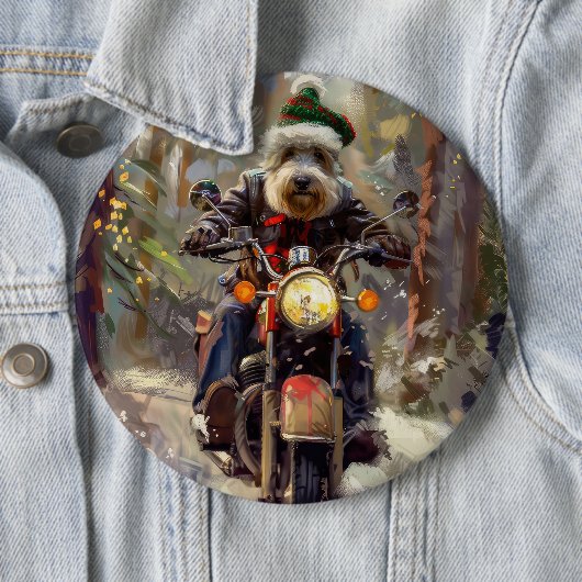バーナドゥードルがバイクに乗るクリスマス 缶バッジ (インサイチュ)