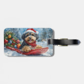 バーナドゥードルの犬とソリ「雪を降らせて」クリスマス ラゲッジタグ (裏面横)
