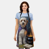 バーナドゥードルの犬の気まぐれなハロウィン絵画 エプロン (着用した状態)