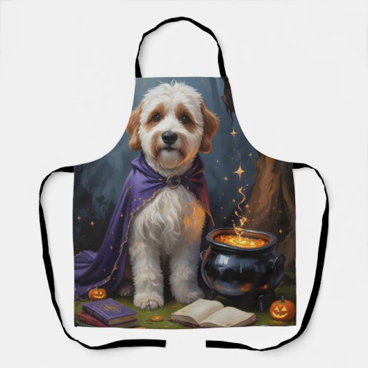 バーナドゥードルの犬の気まぐれなハロウィン絵画 エプロン (正面)