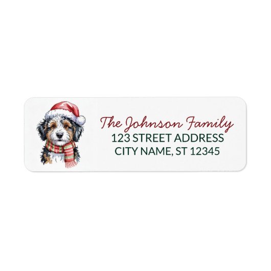 バーナドゥードル犬のクリスマス差出人住所 ラベル (正面)