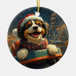 バーナドゥードル犬のジェットコースター クリスマス セラミックオーナメント