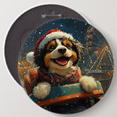 バーナドゥードル犬のジェットコースター クリスマス 缶バッジ (正面&裏面)
