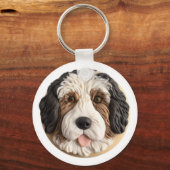バーナドゥードル犬 3D キーホルダー (正面)