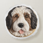 バーナドゥードル犬 3D ラウンドクッション (裏面)