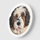 バーナドゥードル犬 3D ラージ壁時計 (傾斜)