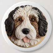 バーナドゥードル犬 3D 缶バッジ (正面)