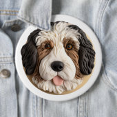 バーナドゥードル犬 3D 缶バッジ (インサイチュ)