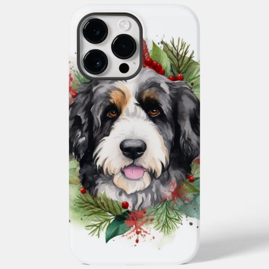 バーナドゥードル クリスマスリース クリスマスの愛犬 Case-Mate iPhoneケース (裏面)