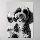 バーナドゥードル ワインを飲む ウォールアート 黒と白 (正面)