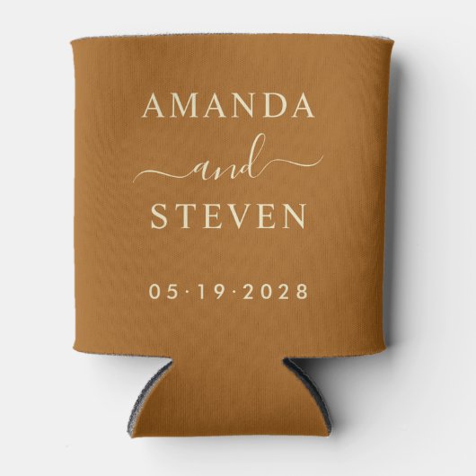 バーナードサンドのカップル名と結婚式の日付 缶クーラー (正面)