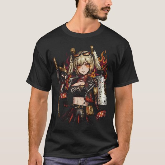 バーニス ホワイト ZZZ 赤髪 ポニーテール 火炎放射器 Tシャツ (正面)