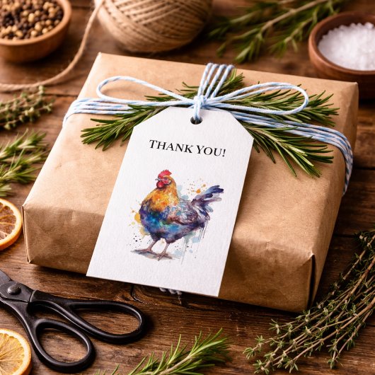 バーニャード スプレンダー: 水彩の雌鳥、カスタム ギフトタグ