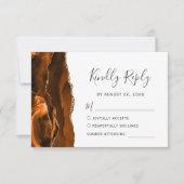 バーニングオレンジ アゲート ゴールド 結婚式 RSVP カード (正面)