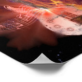 バーニングギターと音楽ノート写真 ポスター (角)