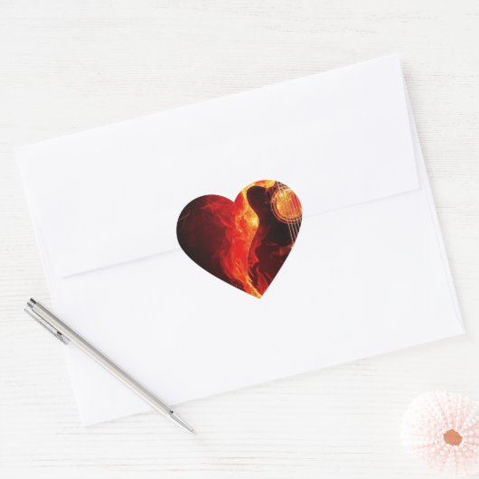 バーニングギター、オレンジフレイムミュージックロックバンド ハートシール (封筒)