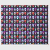 バーニングスカルグリッド – ネオンゾンビグロー ラッピングペーパー (フラット)