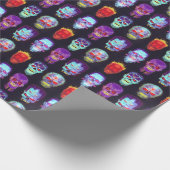 バーニングスカルグリッド – ネオンゾンビグロー ラッピングペーパー (角)