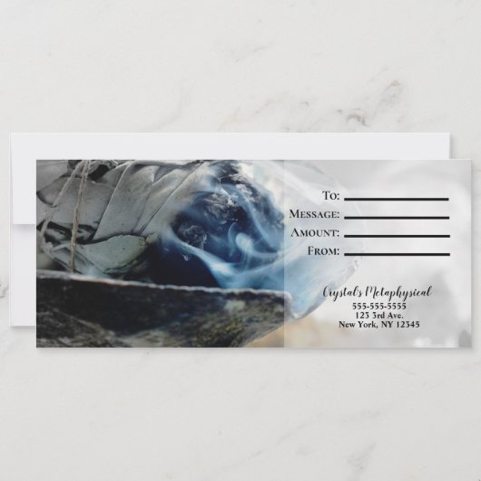 バーニングセージ喫煙形而上学的ギフト証明書 招待状 (裏面)