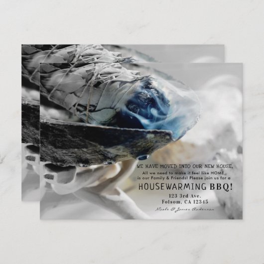 バーニングセージ喫煙形而上学的ハウスウォーミング 招待状 (正面/裏面)