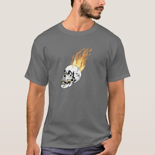 バーニングフレイムススカルデザイン Tシャツ (正面)