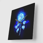 バーニングブルーバラ スクエア壁時計 (傾斜)