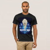 バーニングマン ウルフ 神聖幾何学 ネオン コズミック Tシャツ (正面フル)