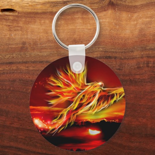 バーニングレッド飛んでいるフェニックスガーデンタロット キーホルダー (正面)
