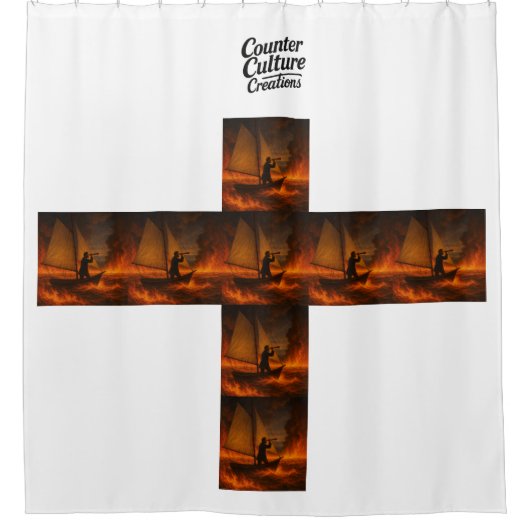 バーニング湖 シャワーカーテン (正面)