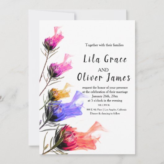 バーニング開花エレガンス結婚式招待状 招待状 (正面)