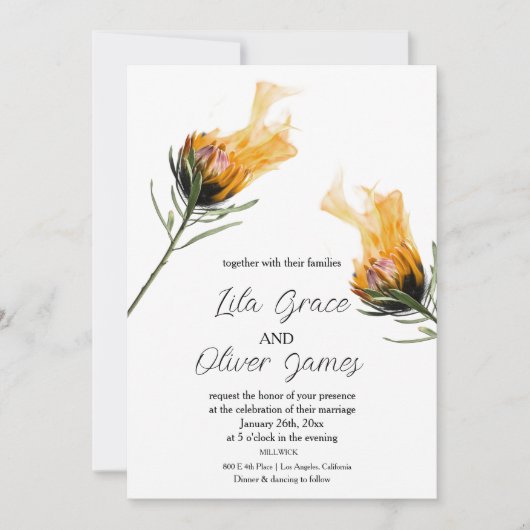 バーニング開花エレガンス結婚式招待状 招待状 (正面)