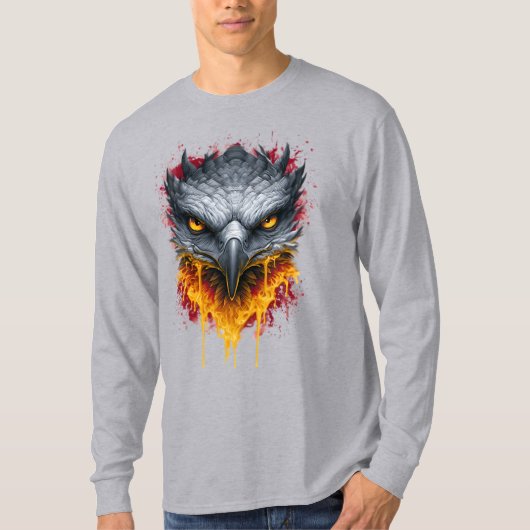 バーニング・アイ・ホーク・スプラッター・ロングスリーブ Tシャツ (正面)