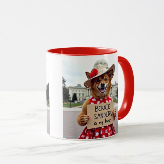 バーニーサンダースは私のヒーローかわいい犬 マグカップ (正面右)