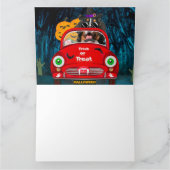 バーニーズ・マウンテン・ドッグが車を運転する怖いハロウィン カード (内部)